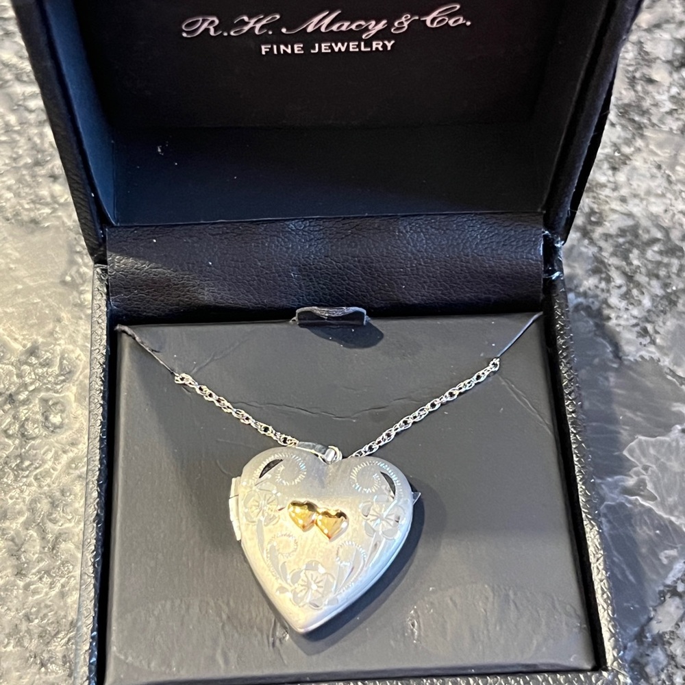 Elegant Silver and Gold Heart Shaped Necklace